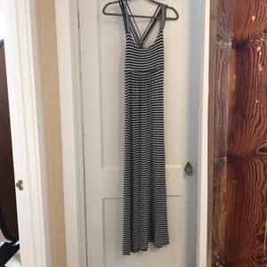 Calvin Klein navy blue and white maxi dress